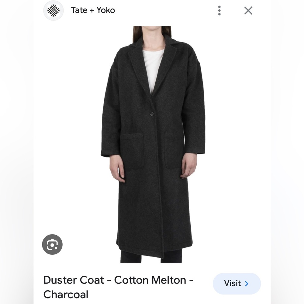 Naked and Famous Charcoal Duster Coat Small